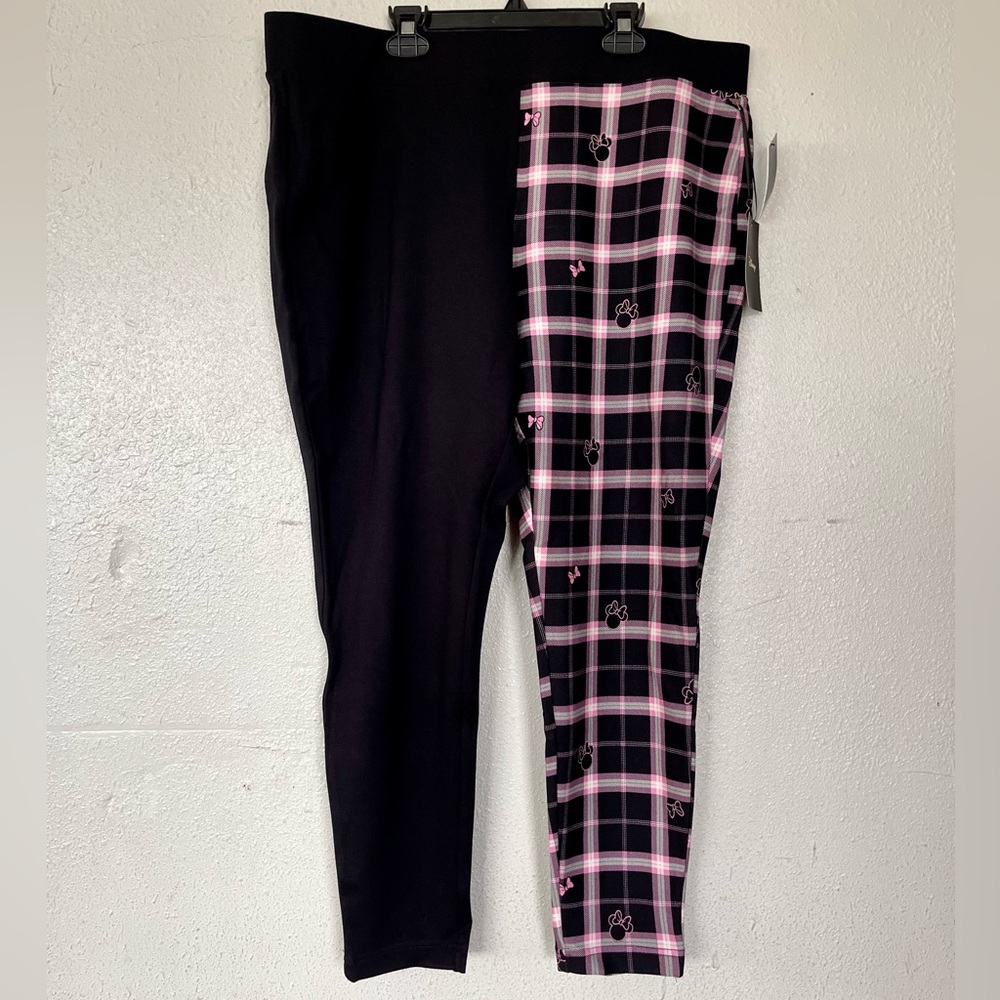 Torrid Black and Pink Plaid Minnie Mouse Leggings